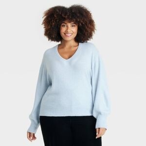 Woman's Long Sleeve Pullover Sweater - A New Day - Lt Blue - XXL